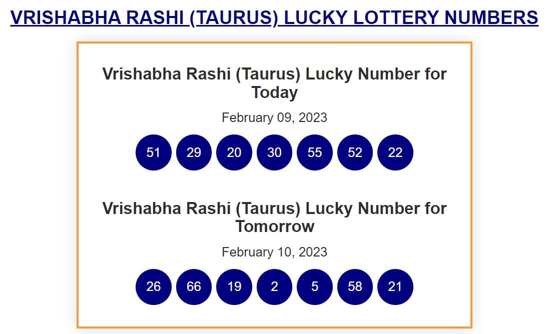 Vrishabha horoscope lucky numbers